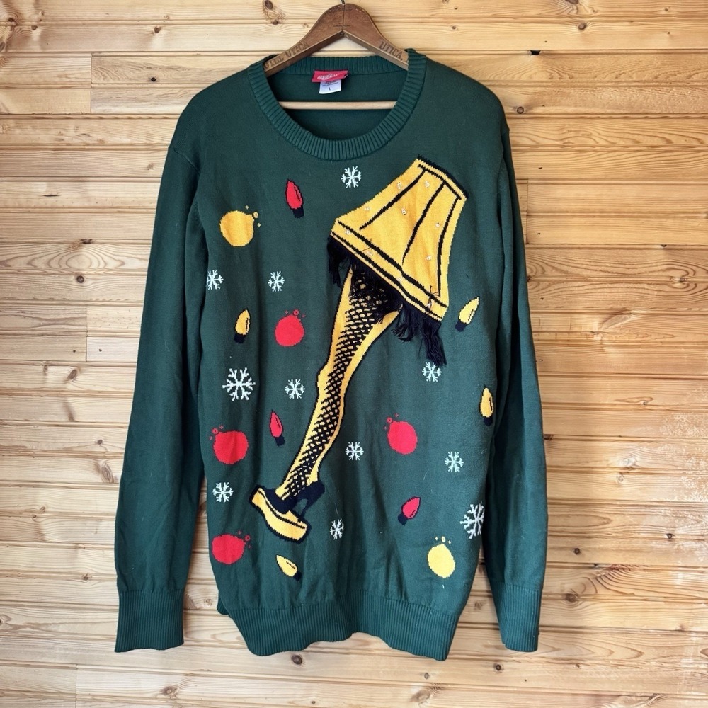 A Christmas Story Ugly Christmas Sweater Leg Lamp Lights Large Major Award